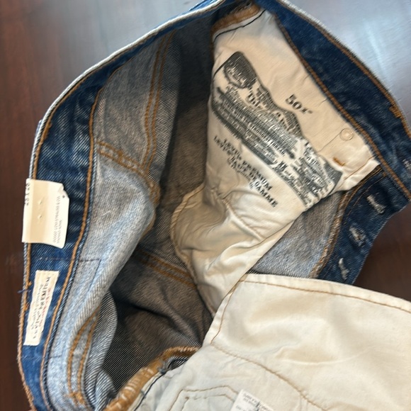 Levi’s 501 Button Fly High Waisted 
Distressed Cropped Jeans Paint Splatter Hem - Picture 11 of 16